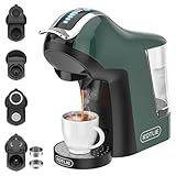 KOTLIE EM-308A Multifunktionale Kaffeemaschine, kompatibel mit mehreren Marken von Kaffeekapseln/ESE-Pads (44mm)/Kaffeepulver, unterstützt die Zubereitung von kaltem Kaffee (Grün)