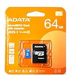 ADATA Micro SDXC Karte Speicherkarte.64GB mit SD Adapter Für Smartphones, Tablets, usw. A1, UHS-I, V10 bis 100 mb/s (64, GB)