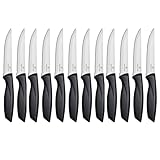 targzier Profi Steakmesser-Set,Steakmesser Set 12 teilig,Extra Scharfe Klinge,Scharfe Messer mit Wellenschliff,Hochwertiges Edelstahl Steak Besteck Messer für Haus Restaurant Hotel,Spülmaschinenfest