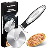 SCHVUBENR Premium Pizzaschneider - Pizzaroller aus Edelstahl - Leicht zu schneiden und zu reinigen - Superscharfer Pizzaschneider – Spülmaschinenfest – Für große und kleine Pizza(Schwarz)