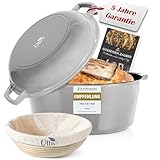 Ottia Gusseisen Topf brot backen [inkl. Gärköbchen] - Emaille Topf 26cm - Brotbackform mit Deckel, Idealer Brotbacktopf, Schmortopf, Bratentopf - auch für Induktion | Händler aus Hamburg
