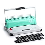 OFFNOVA Bindemaschine, 21 Löcher, 450 Blatt, Papierkammbindemaschine für Briefgröße/A4/A5-Papier, leicht zu stanzender Griff, verstellbarer Rand, Buchbinder mit 100 Stück 3/8 Zoll Kammbinderücken