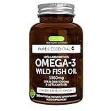 Ultra pures Omega 3 Fischöl Konzentrat mit Astaxanthin, 1000mg EPA DHA Fettsäuren, höchst absorbierendes Wildfischöl in Triglycerid-Form, 180 Kapseln, von Igennus