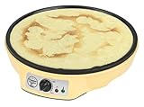 Bestron Crêpes Maker im Retro Design, für Crepes mit Ø 30 cm, inkl. Teigverteiler & Crêpes-Wender, mit Antihaftbeschichtung, 1000 Watt, Farbe: Gelb