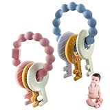 Silikon Sensorik Spielzeug Beißring 2 Stück Leicht Zu Greifling Beissring Baby Beißring Zur Sanften Massage Von Zahnfleisch Beißring Schlüssel Baby Spielzeug Für Ab 6 Monaten Babys (Blau/Burgunderrot)
