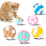 Yasdyri Katzenspielzeug Bälle mit Glöckchen 6 Stück Interaktives Katzenspielzeug Ball Soft Katzenbälle Filzbälle Katze für Innen Spielen Kauen Kratzen