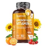 Liposomales Vitamin C - Täglich 1000mg Vitamin C - 180 vegane Kapseln mit Hagebutte - Höhere Absorption & Bioverfügbarkeit - Für Immunsystem, Knochen & Zähne (EFSA) - Antioxidantien - von WeightWorld