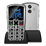 artfone A400 4G Seniorenhandy Ohne Vertrag,Tastenhandy mit SOS Notruftaste,große Tasten,Kurzwahltasten,Freisprechfunktion,große Schrift (silbern)