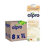 Alpro Drink auf Sojabasis, Vanillegeschmack | vegan & laktosefrei | reich an pflanzlichem Protein und von Natur aus fettarm, 8er Pack (8 x 1 l) UHT