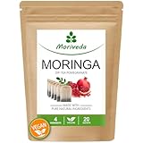 MoriVeda® - Moringa Dip Tee 100% natürlich & vegan (wahlweise Moringa-Blattmischung, Apfel-Zimt, Granatapfel, Ingwer, Minze). Qualitätsprodukt (20 Beutel Moringa Granatapfel)