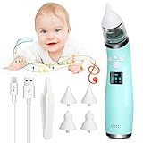 Nasensauger Baby fur Neugeborene, Elektrisch Nasensauger Staubsauger mit 3 Saugstarken, 4 Silikon Dusen und Musik Beruhigender Funktion, Automatisch Nasal Aspirator fur Nase Rotz/Kleinkinder/Kinder