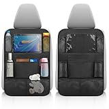 2Pcs Auto Rücksitz Organizer, Rückenlehnenschutz Für Kinder, Verbesserter Organizer Mit Tablet-Aufbewahrung - Rückenlehnenschutz Und Autositzschoner (Schwarz)