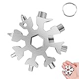 18-in-1 Schneeflocken Multi-Tool,Schneeflocken Multitool,Schneeschlüssel,Sechskantschlüssel Schraubendreher Flaschenöffner,tragbares Edelstahlwerkzeug für Campingabenteuer (Silber)