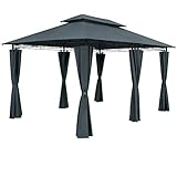 Casaria® Pavillon Topas 3x4m Metall Wasserabweisend UV-Schutz 50+ mit Seitenteile Stabil Gartenpavillon Modern Anthrazit