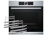 Bosch HBG632TS1 Serie 8 Einbau-Backofen, 60 x 60 cm, Made in Germany, 4D Heißluft Backen auf 4 Ebenen, TFT-Touchdisplay, Schnellaufheizung, SoftClose, SoftOpen, Kindersicherung