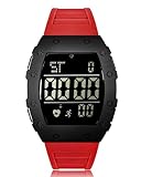 CIVO Uhr Herren Digitaluhr Sportlich Chronographen Rot Männer Uhr LED Wasserdicht Digital Armbanduhr Herrenuhr Stoppuhr Alarm Datum Gummi