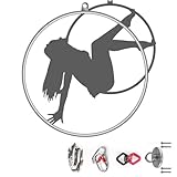 Fitness-Hula-Hoop-Reifen, Lyra-Hoop-Aerial-Hoop-Set mit Takelage-Hardware, einzelner Edelstahl-Hoop, Zirkus-Hoop, ideal für Tanzstudio, Aerial Fitness, 90 cm – 3,2 cm