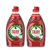 Fairy Spülmittel – Leistungsstarker Geschirrspüler Reiniger Fett Schneidformel, sanft zur Haut – konzentriertes Spülmaschinen-Flüssigwaschmittel Granatapfel & Grapefruit Duft, 2x320 ml + Cheeroo