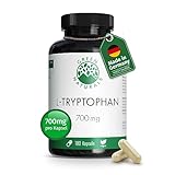 L-Tryptophan | Hochdosiert: 700 mg je Kapsel | 180 Kapseln | 6 Monate Vorrat | Vegan & ohne Zusatzstoffe | Green Naturals®