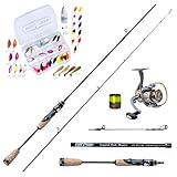 MiRoeFishing Modernes Angelset Ultralight sofort einsatzbereit ! Capital Fish Master 180cm UL-Carbonrute + Angelrolle Expert1000 fertig mit Schnur + Köderset mit Spoon I Gummifisch I Softlures