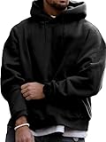 RMK Herren Basic Kapuzenpullover Sweatjacke Pullover Uni Hoodie mit Kapuze Sweatshirt P.06 (DE/NL/SE/PL, Alphanumerisch, L, Regular, Regular, Schwarz)