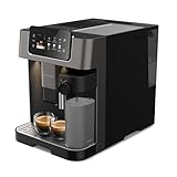 Grundig KVA 8230 Kaffeevollautomat, Kaffeemaschine, 18 Kaffeespezialitäten, 13 Mahlgrade, Milchbehälter, leistungsstark 1350 W, 19 Bar Pumpendruck, Zweifachdüse, Beleuchtung, Schwarz/Dunkelsilber