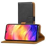 AICEK Hülle Kompatibel mit Xiaomi Redmi Note 7, Lederhülle für Xiaomi Redmi Note 7 Schutzhülle PU Leder Klapphülle mit Kartenfach Ständer Magnet Funktion Schwarz (6,3 Zoll)