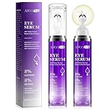 Augenseren mit 8% Koffein 8% Retinol Hyaluronsäure Niacinamid Peptide für Geschwollene Augensäcke Dunkle Kreise Falten und Feine Linien, Unter Augencreme mit 360° Augenroller-Massageball,15ML
