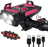 LED Fahrradlicht Set mit Handy Halterung LINISME Wiederaufladbarer 4000mAh Fahrradbeleuchtung mit Powerbank Lauter Glocke Rücklicht Radfahren Taschenlampe Wandern Camping Alle Mountain & Rennrad