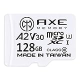 AXE 128GB MicroSDXC Speicherkarte + SD-Adapter mit A2 App Performance, V30 UHS-I U3, 4K, Ultra HD, Klasse 10
