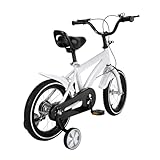 TouSuaRSi 14 Zoll Kinderfahrrad Jungen- und Mädchenfahrrad Kinder Fahrrad mit Stützrädern und Auto-Glocke HöHenverstellbar Kinderfahrrad Mädchen Jugend Fahrrad für Schulung Outdoor Reiten (weiß)