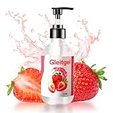 Gleitgel Wasserbasis mit Erdbeergeschmack, 300ml Gleitgel Gel für Sex, Gleitgel Stimulierend für Frauen, Nicht Klebrig, Kein Zucker, für Männer und Frauen, Geeignet für Sexspielzeug und Kondome