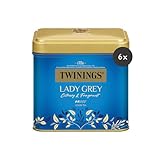 Twinings LADY GREY Schwarzer Tee in der Tee-Dose - Mischung chinesischer Schwarztee Teesorten mit Orangen- & Zitronenschale, vollendet mit Bergamotte-Aroma, 6er Pack (je 100g)