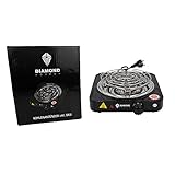 DIAMOND HOOKAH Premium Shisha Kohleanzünder 1000 Watt elektrisch für Shisha Kohle inkl. Schutzgitter- 5 Stufen Hitze, Kohlen Ofen, Kohlenanzünder elektrisch - 1000 Watt