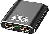 HDMI Splitter Aluminium 4K@60Hz HDMI Verteiler 1 in 2 Out Unterstützt HDCP, 4K, 3D, UHD, 1080P, Hdmi Splitter 1 auf 2 für Xbox, PS4, PS3, Roku, Blu-Ray-Player, Firestick, HDTV und Apple TV