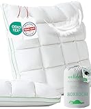 Welldora Premium Kopfkissen 80x80 | 100% extraweiche Daunenfasern & Federn | Innovatives Puffwolken-Design für höchsten Komfort und Ergonomie | Kissen fachärztl. geprüft, Oeko-Tex zert. in der Schweiz