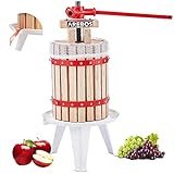 Arebos Obstpresse 6L | Manuelle Saftpresse I Beerenpresse inkl. Presstuch, Druckplatte und Metallspindel I Für jegliche Arten von Saft & Gemüse, Tan, Rot