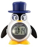 TalkJoy Deutsch Sprechende Kinderuhr Digitale Uhr Tischuhr Zeitansage Sprachfunktion Pinguin Wecker Blindenuhr Uhrzeit lesen Lernen Sprechfunktion Schulwecker