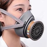 goambuy 8 ni 1 Atemschutzmaske Gase Dämpfe | Gasmaske für Lackier, Feinstaub, Arbeitein, Schleifen | Staubmasken, Handschuhe, Schutzbrille, Patronen und Staubfilter,10 x Filterwatte