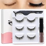 Magnetismus Fake Lashes 3 Paare 7-12mm, Autosorption Wimpern Soft-Simulation Wimpern Extensions, Natürlich Fließend Flauschig Und Lange Künstliche Wimpern Wiederverwendbar Magnetische Wimpern