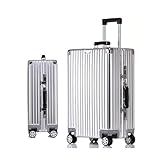 GIIYOEW Aluminium Koffer Silber Handgepäck Hartschalen Trolley Koffer ohne Reißverschluss Hartschalenkoffer Reisekoffer mit Rollen,Silber,20in