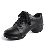 Damen Jazz Tanz Turnschuhe Schnürung Geteilte Sohle Tanzschuhe rutschfeste Lehre Übung Anzug Stiefel,Schwarz,37 EU