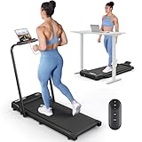 THERUN Laufband für Zuhause Klappbar, Walking Pad Leise mit Handlauf&LED-Anzeige,Treadmill bis 10 km/h,Doppelte Stoßdämpfung Laufband Schreibtisch für Zuhause&Büro (Schwarz)