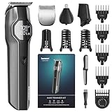 Haarschneidemaschine Profi, kensen Haarschneider Herren Set IPX7 Wasserdicht Barttrimmer Herren T-Förmiger Haartrimmer Typ-C Langhaarschneider Bartschneider Nass-Trocken Hair Clipper Beard Trimmer