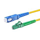 LWL Glasfaser-Kabel – 5m OS2 gelb, LC/APC auf SC/UPC Stecker, Simplex 9/125 Patchkabel – Lichtwellenleiter 5 Meter