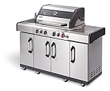 Enders Gasgrill Kansas II Pro 4 SIK Profi Turbo, 4 Brenner mit doppelwandiger Garhaube und Switch Grid - mit Turbo Zone (800 °C)-Gas Grill mit Backburner & Infrarotbrenner, Silber