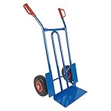 Trestles Profi Sackkarre Sackkarren Vollgummireifen 250kg Transportkarre S01 blau Sackrodel Karre pannensicheres PU Rad | Stahl | Radschutz | Sicherheitsgriffe