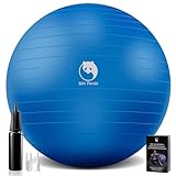 Slim Panda Gymnastikball, 65 cm Pilates Ball mit Aufblasbarem Strohhalm, Soft Yoga Ball Exercise Aufblasbarer Ball für Senioren Therapie, Hause, Fitness, Balance Training (Blauer See)