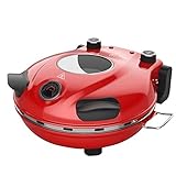 Klaif Elektrischer Pizzabäcker, 420 ℃, 1200 Watt, 5 separate Temperaturstufen, flammenbeständige Steinplatte 1200W 31 cm, rot