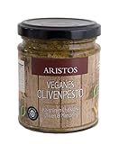 ARISTOS 3x vegane Oliven Brotaufstrich mit Mandelstückchen | Tapenade | Grüne Oliven Pesto | Olivenpaste | Olivencreme | (3x 190g)